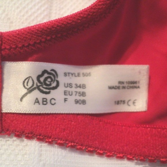 ABC Mastectomy Bra 34B Red Ferrari #505 No Wires - Picture 3 of 3